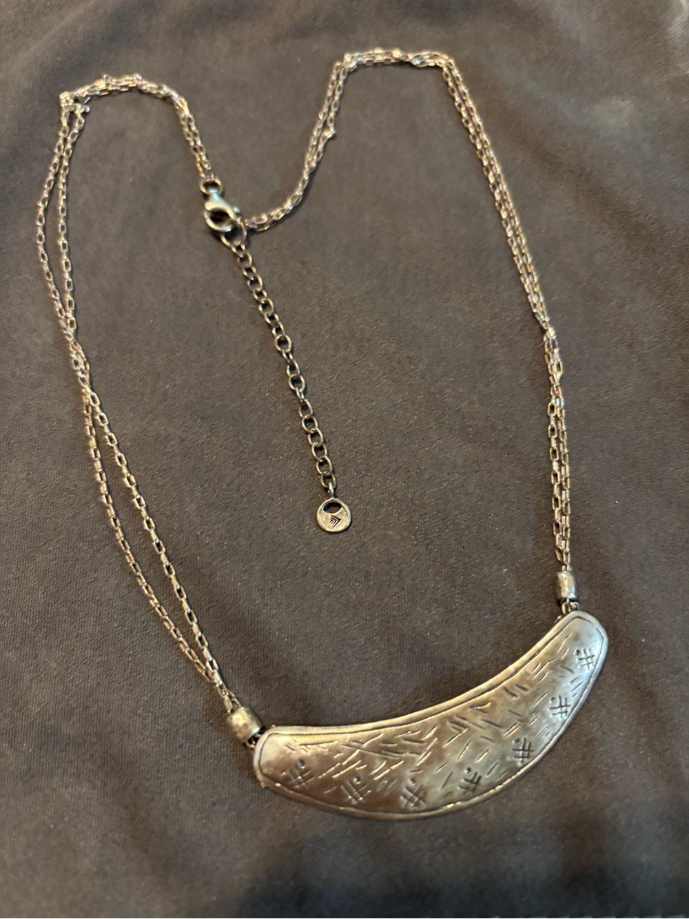 Silpada.925 Silver-Tone Textured Bar Pendant Necklace